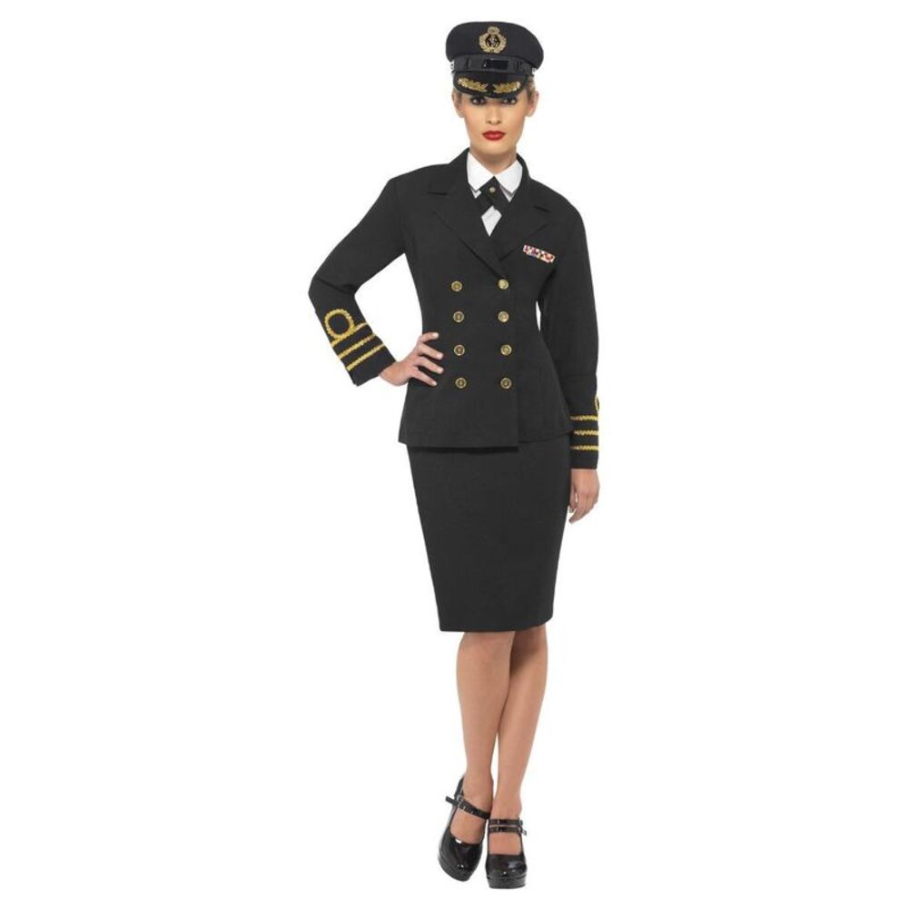 Smiffys Womens/Ladies Navy Officer Costume Set / Black